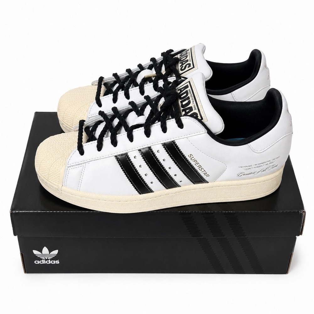 adidas Superstar II Muhammad Ali Cloud White Core Black Gold KJ4278 Men Size 10